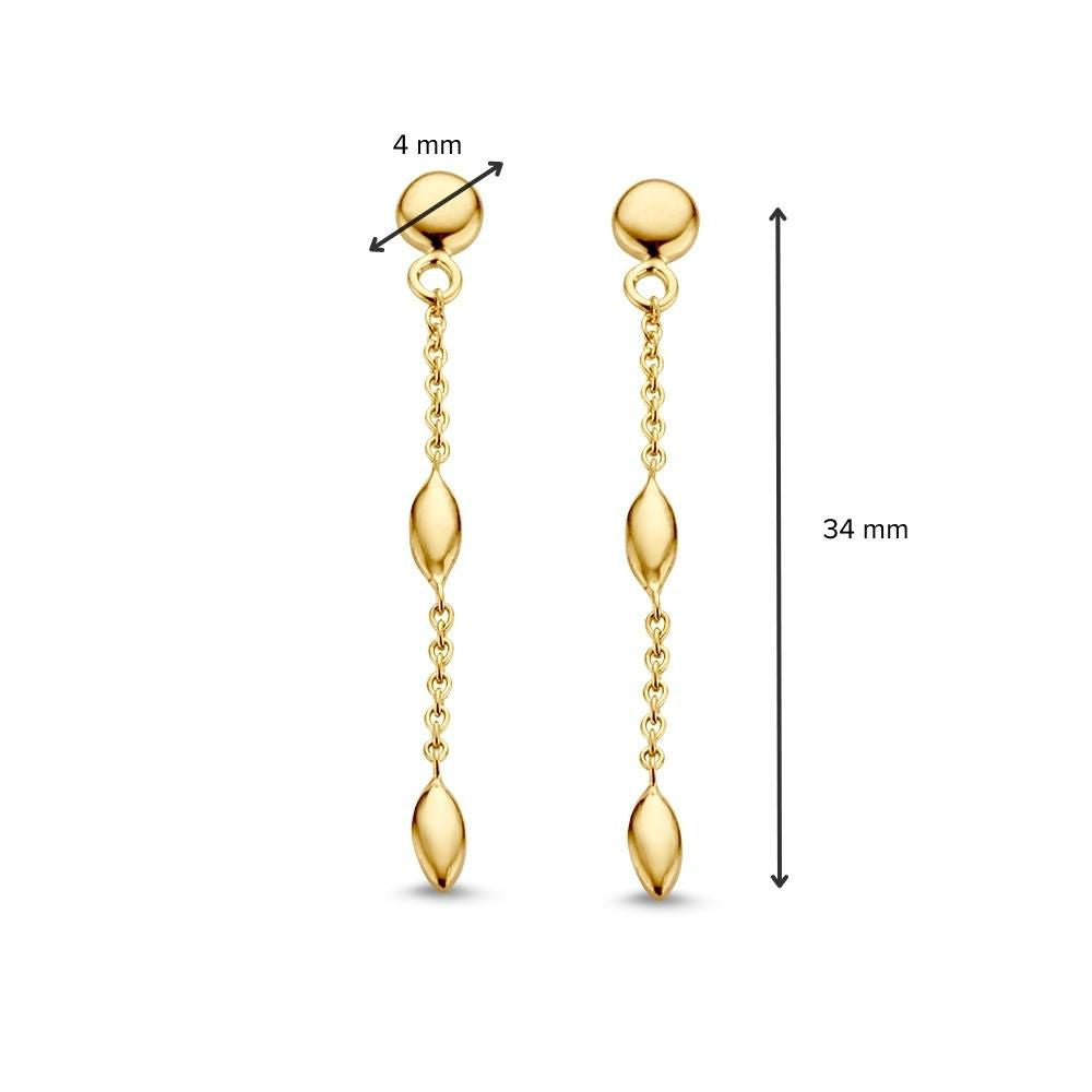 14K Gelbgold Ohrstecker 34mm – Edle und Zeitlose Ohrringe für Damen