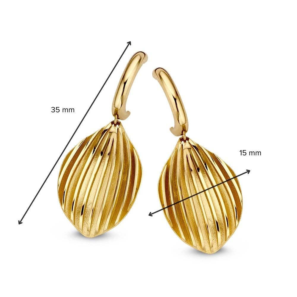 Gelbgold-Ohrstecker mit Goldblatt-Anhängern – 14 Karat Gelbgold, elegante Ohrringe für Damen
