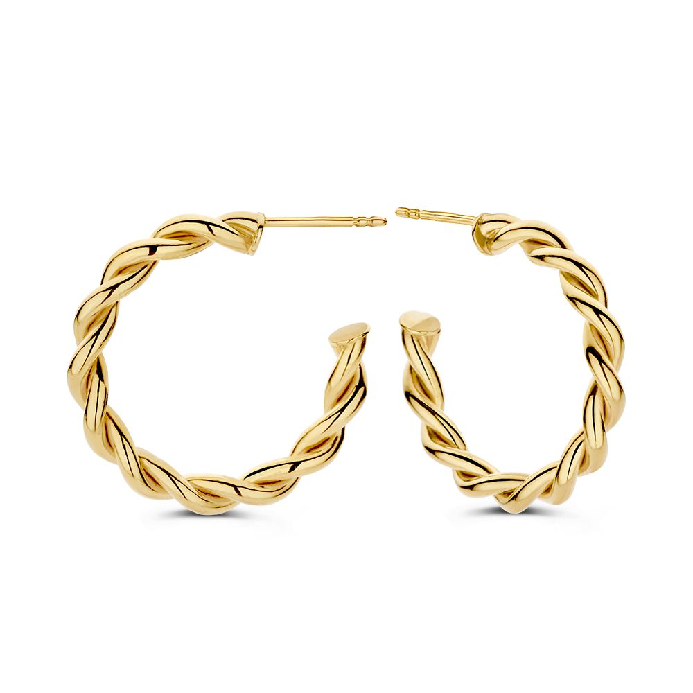 Gelbgoldohrringe mit gedrehtem Band aus 14 Karat Gold