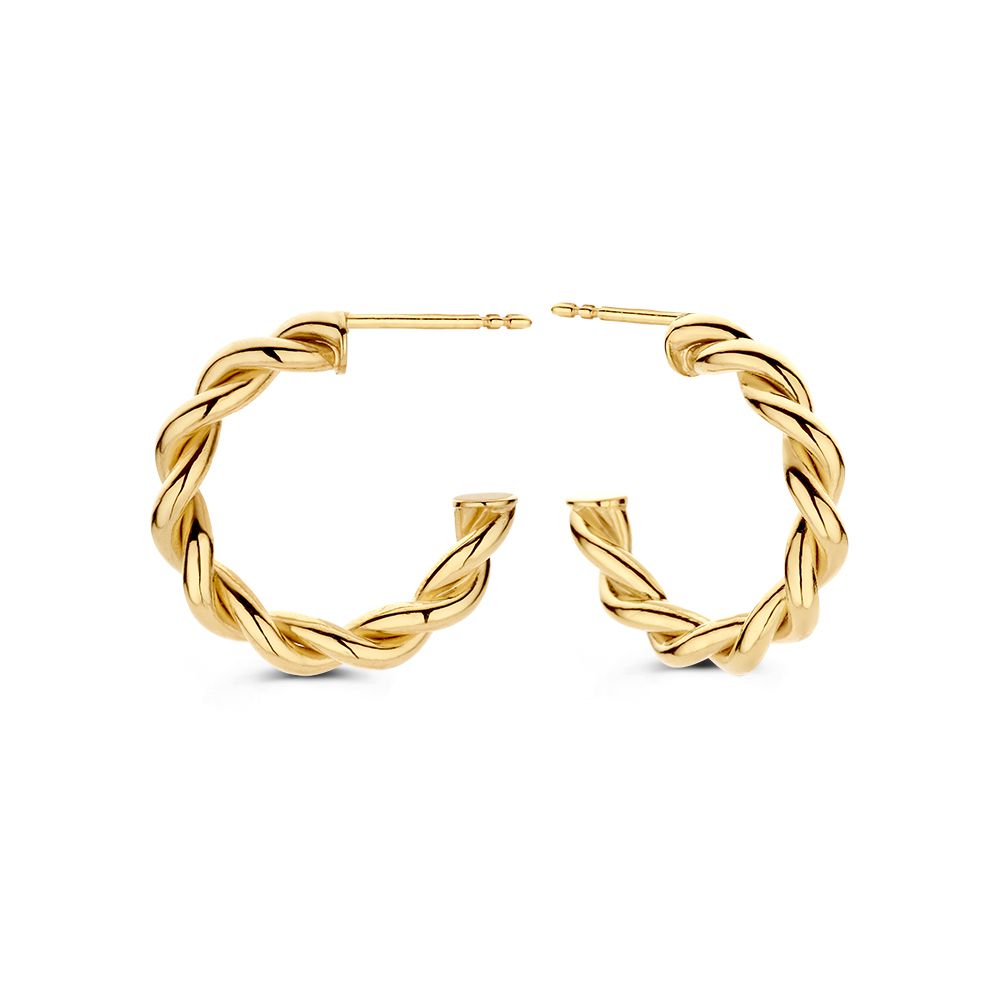 Gelbgoldene Ohrringe mit gedrehter Borte aus 14 Karat Gold