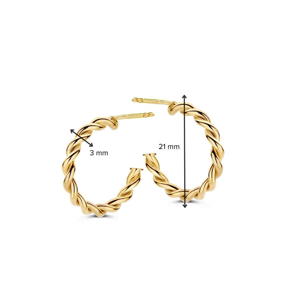 Gelbgoldene Kreolen mit gedrehtem Band aus 14 Karat Gold