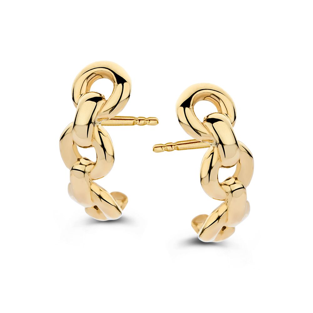Ohrstecker aus 14-karätigem Gelbgold mit schickem Kettenmuster