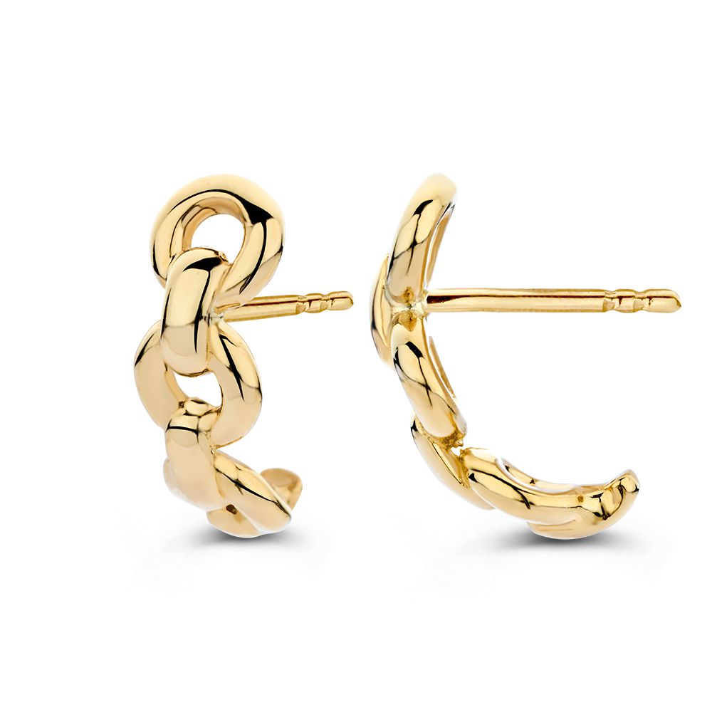 Gelbgold-Ohrstecker mit Gliedermuster aus 14 Karat Gold