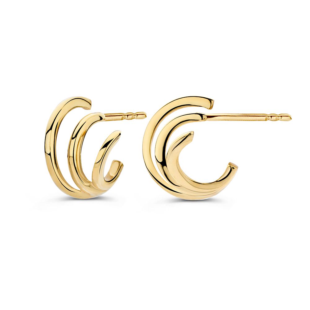 14K Gelbgold Ohrstecker – Drei Ringe in einem Design