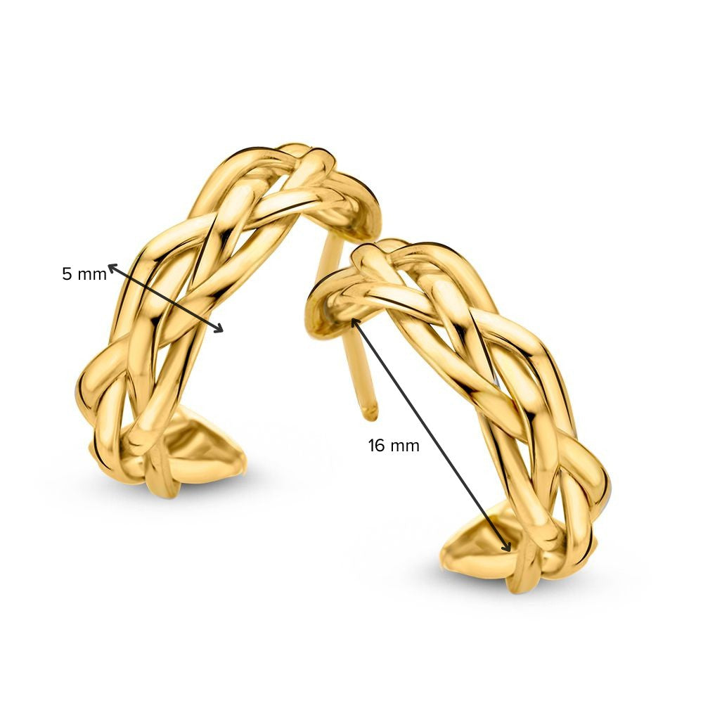 14K Gelbgold Geflochtene Ohrringe mit Stecker