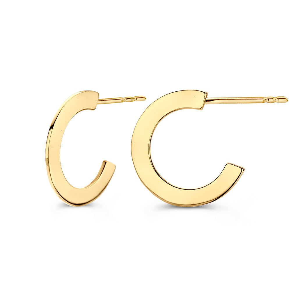 Gelbgoldene Ohrstecker mit schlichtem, flachem Design aus 14 Karat Gold
