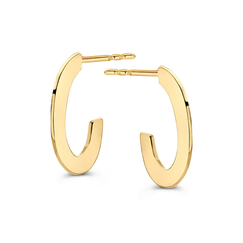 Ovale, flache Ohrhänger aus 14 Karat Gelbgold mit schlichtem Design