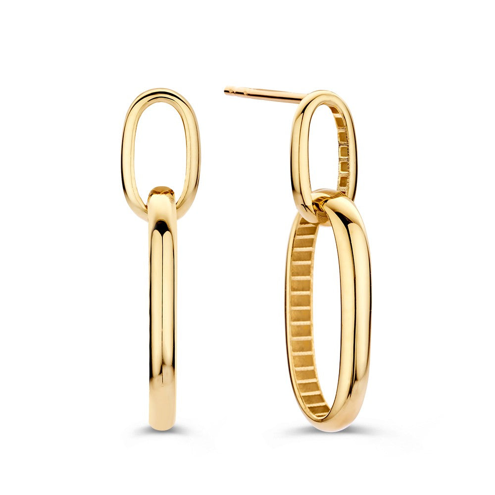 Lange Gelbgold-Ohrstecker mit ovalen Gliedern – dezente Eleganz