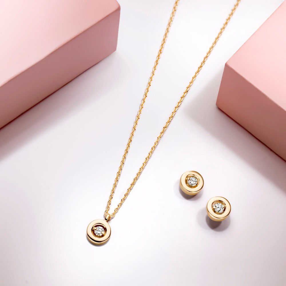 Gelbgold Ohrstecker mit Brillant in Zargenfassung – 14 Karat Gold