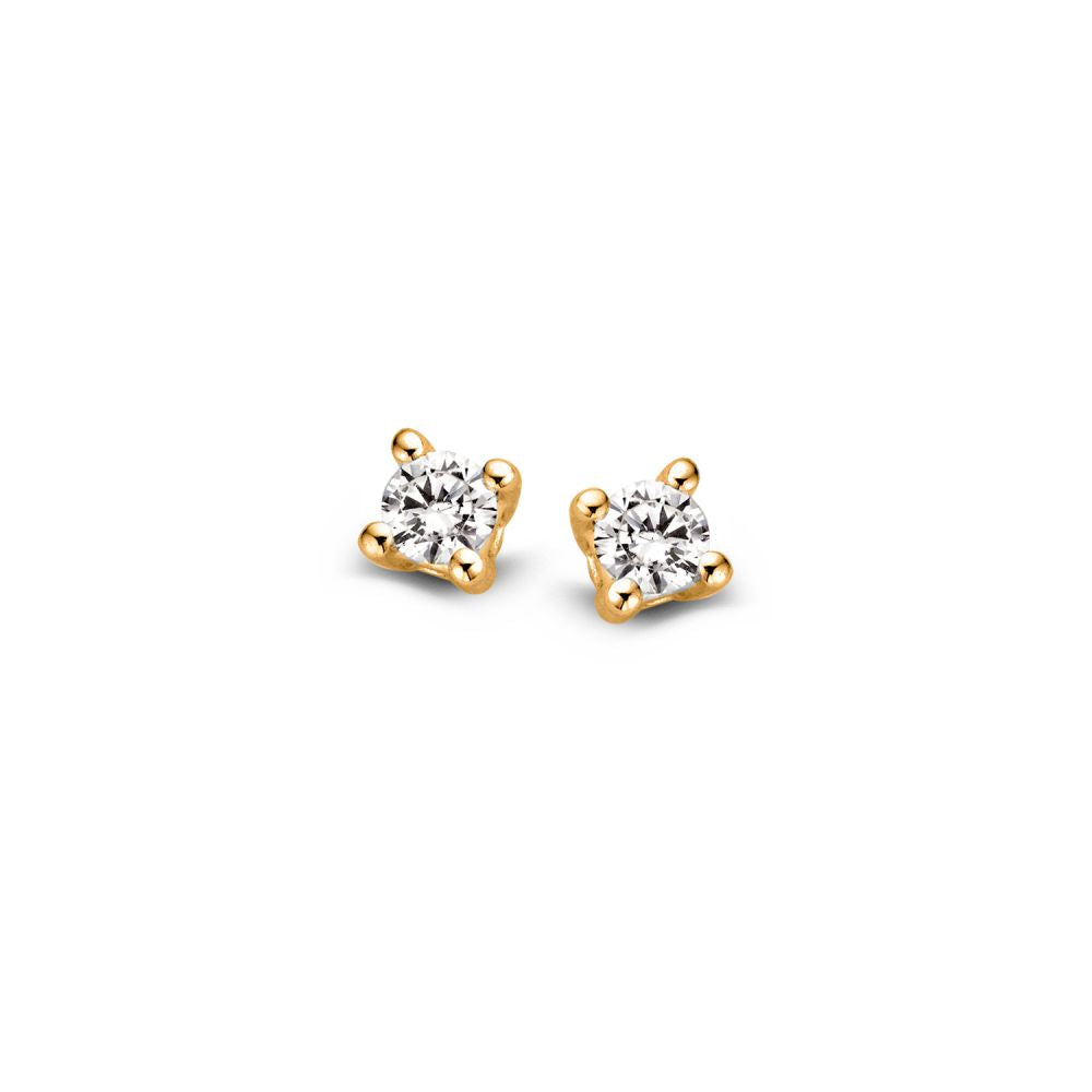 Gelbgoldene Solitär-Ohrstecker mit 2x 0,05 ct Diamant in 14 Karat Gold