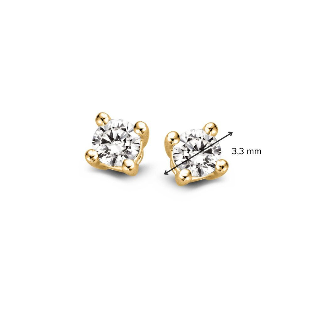 Gelbgold-Solitär-Ohrstecker mit 2 Diamanten von 0,16 Karat