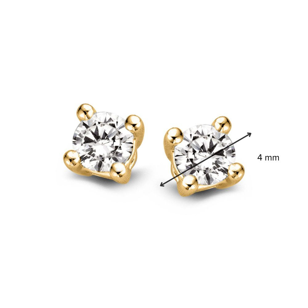 Gelbgold Solitär Ohrstecker mit 2 Diamanten von 0,25 ct