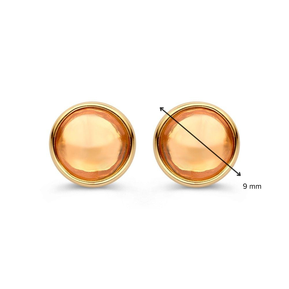Gelbgold Ohrstecker mit Citrin – Strahlende orange Akzente für Damen