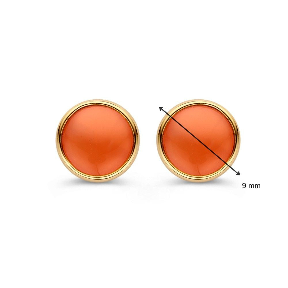 Gelbgoldene Ohrstecker mit Rosa Mondstein – Elegante Ohrringe für Damen