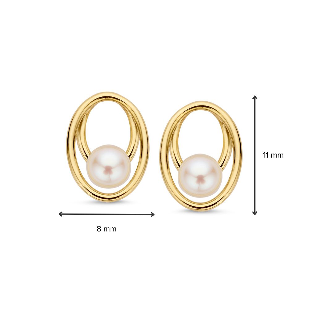 Gelbgoldene Ohrstecker mit Perlen in verspieltem Design 14 Karat