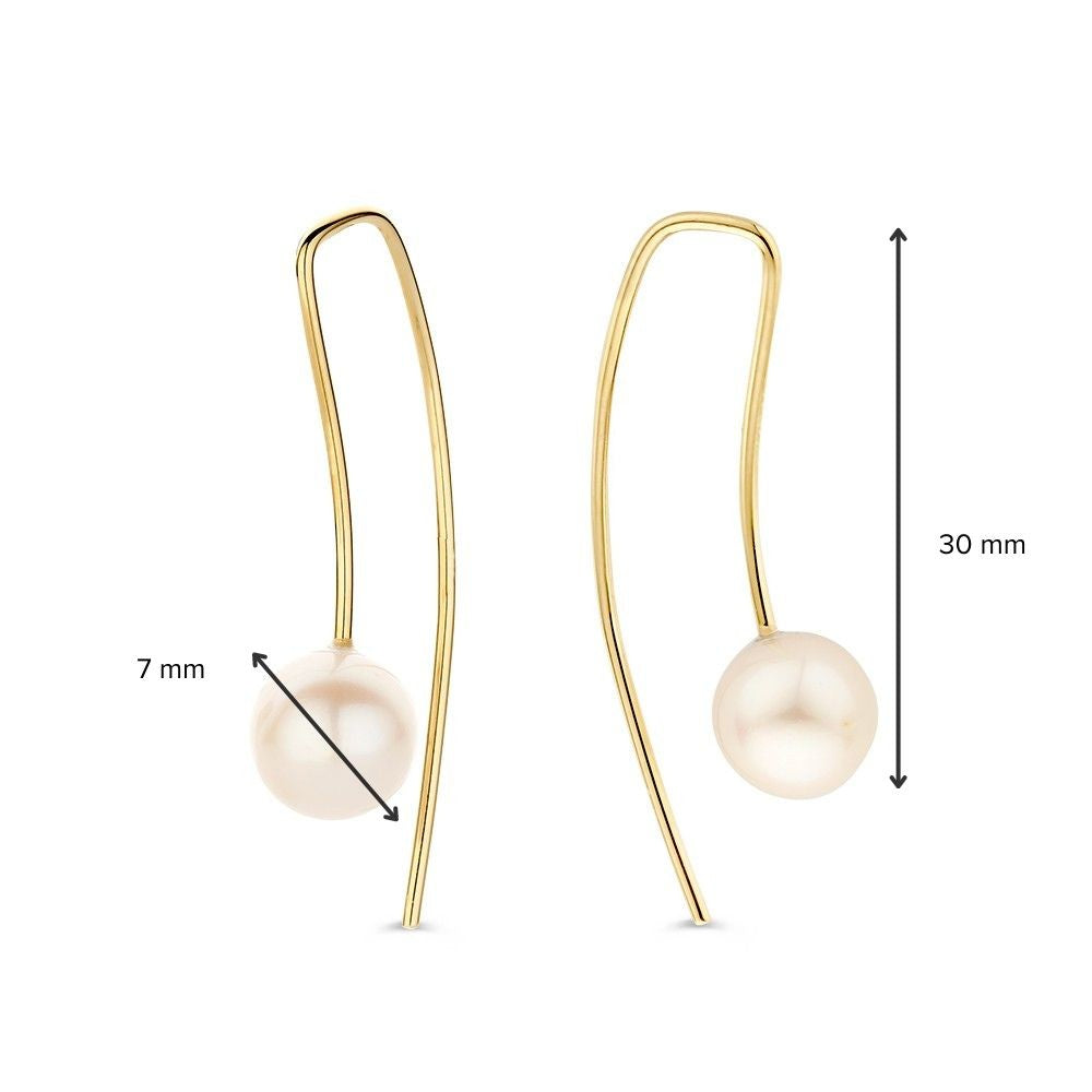 Auffällige Goldohrringe mit Perle in schlankem Design 14 Karat