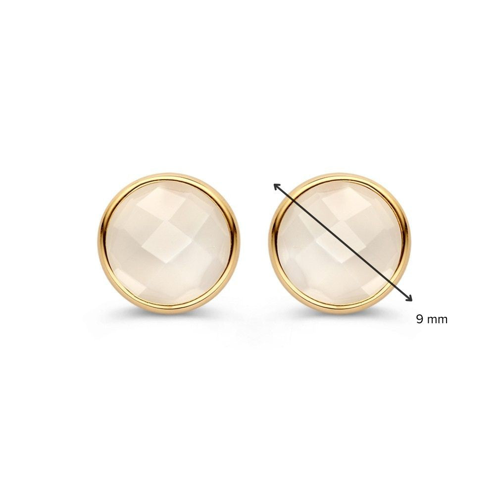 Elegante Ohrstecker aus Gelbgold mit weißem Mondstein – 14 Karat