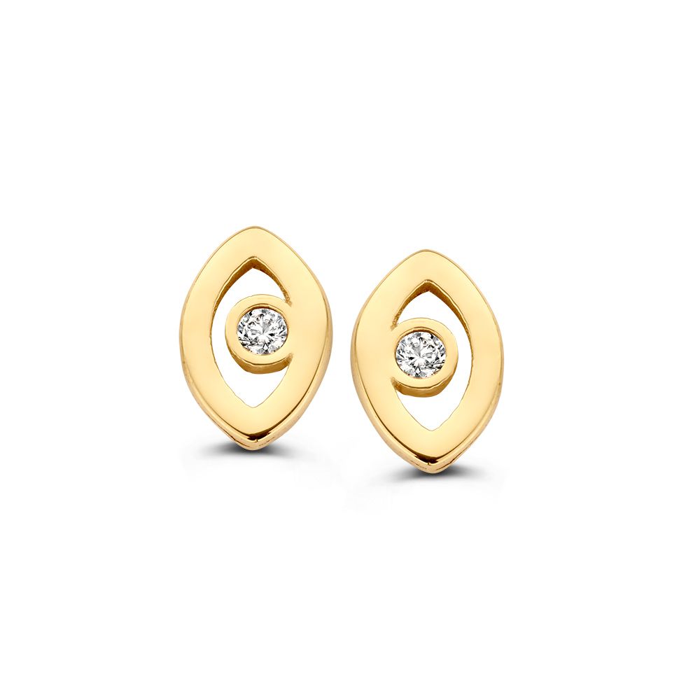 Ohrstecker aus 14-karätigem Gelbgold mit Zirkonia in ovaler Form