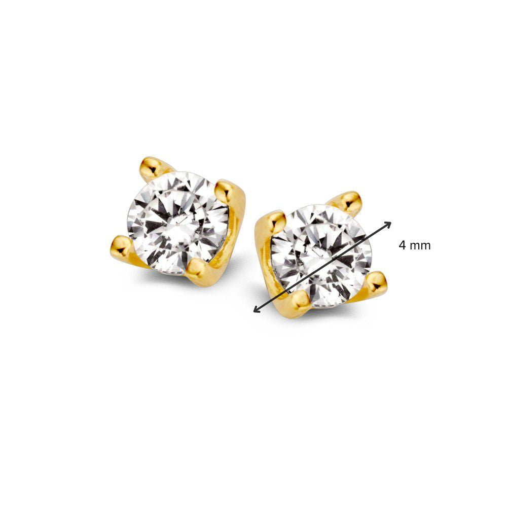 Gelbgold Ohrstecker mit Zirkonia – 14 Karat, Solitaire-Modell
