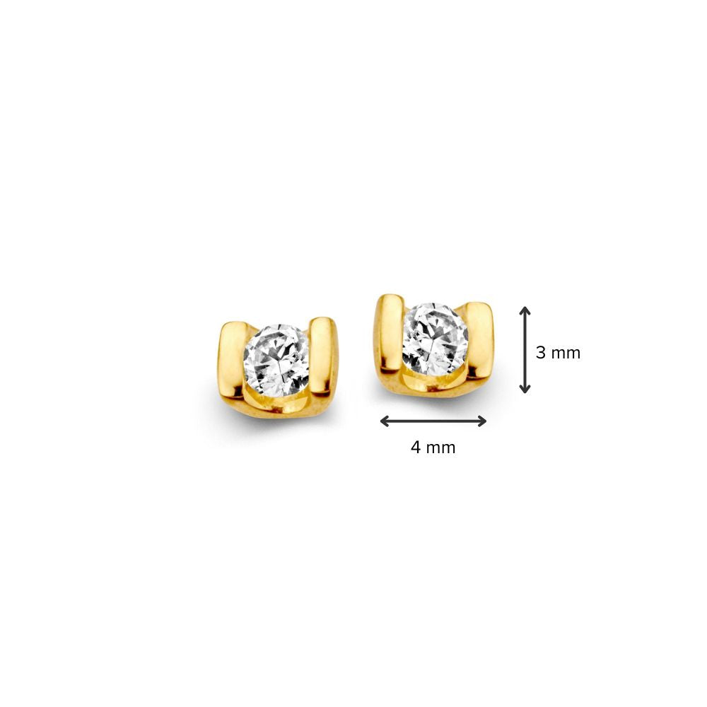 Gelbgold-Ohrstecker mit Zirkonia 14 Karat