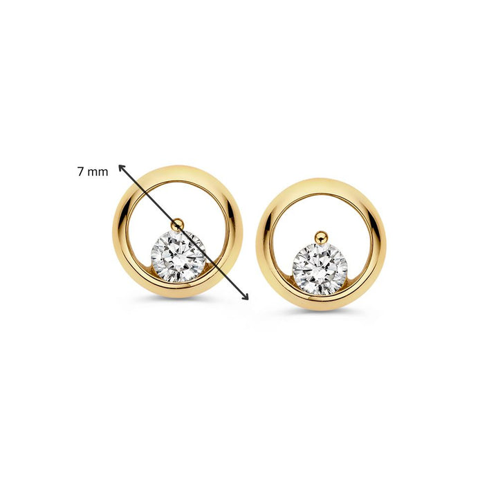 Geelgouden Oorstekers met Zirkonia – 14 Karaat, Subtiele Elegantie