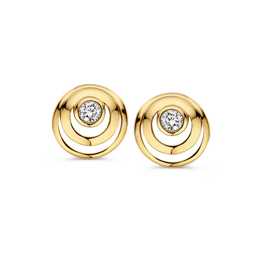 Geelgouden Oorstekers met Zirkonia – 14 Karaat, Elegant en Tijdloos