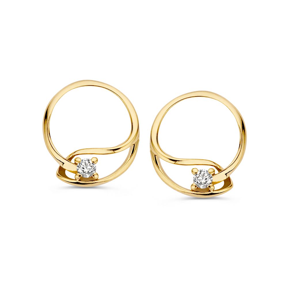 Gelbgoldene Ohrstecker mit Zirkonia, 14 Karat, zeitloses Design und elegante Form