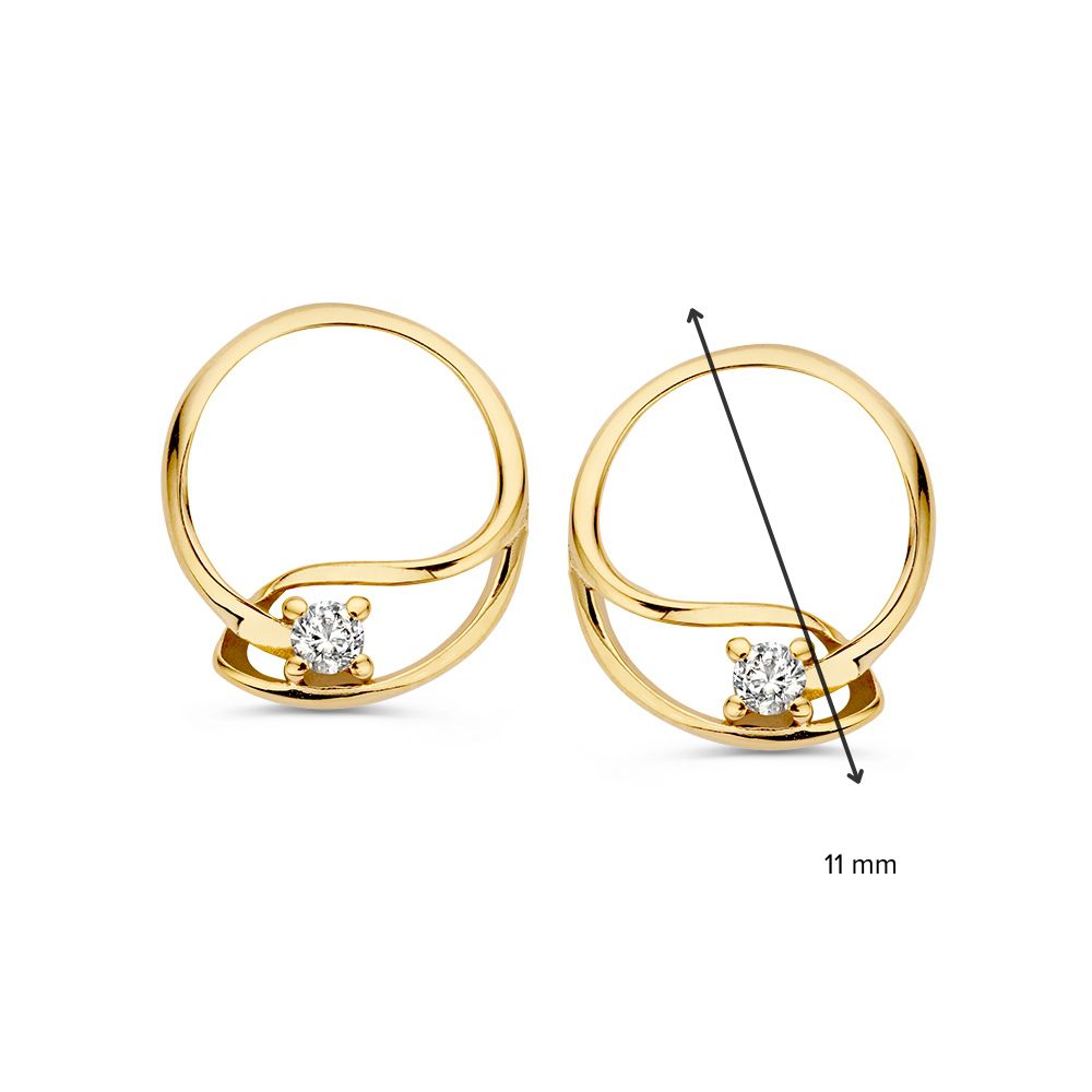 Gelbgold Ohrstecker mit Zirkonia – 14 Karat, Zeitlos und Elegant