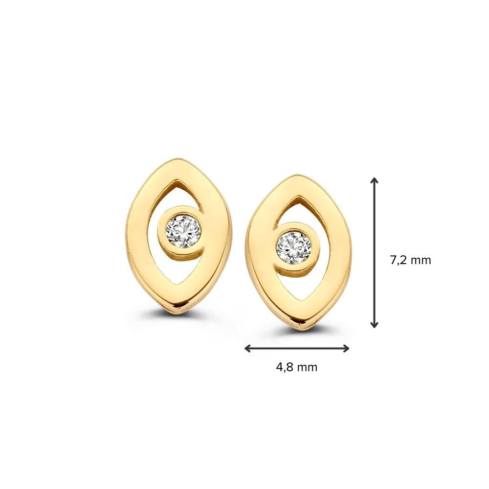 Gelbgoldene Ohrstecker mit Zirkonia | 14 Karat Gold | Van der Kooij
