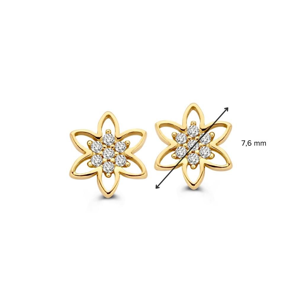 Gelbgold-Ohrstecker mit Zirkonia | 14 Karat Gold | Van der Kooij