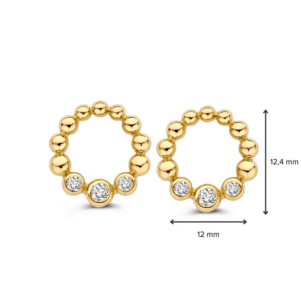 Gelbgoldene Ohrstecker mit Zirkonia – Verspieltes Design | 14 Karat Gold – Van der Kooij