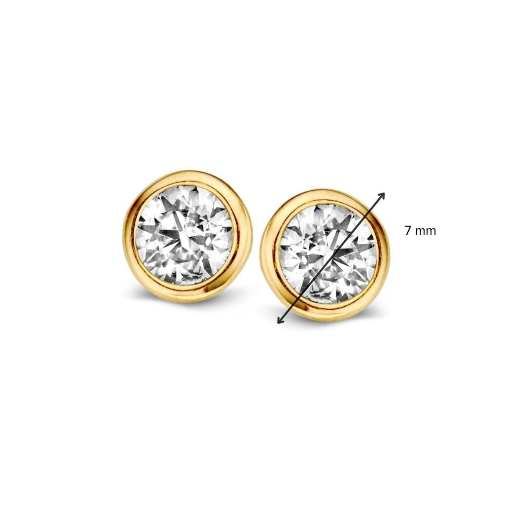 14 Karat Gelbgoldring mit weißen Zirkonia für Damen - Zeitlose Eleganz