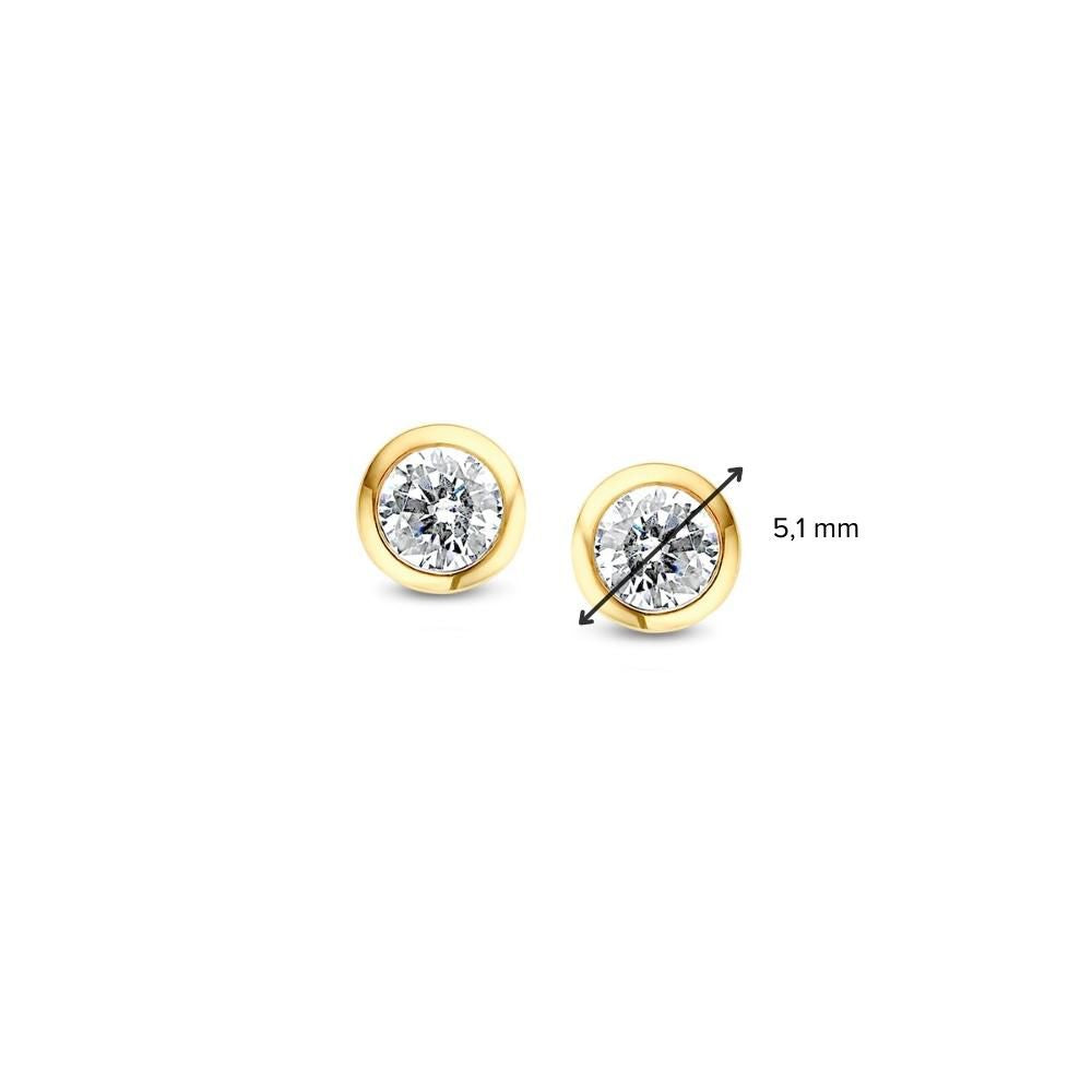 Gelbgold Ohrstecker mit Zirkonia 14 Karat – Weiße Zirkonia