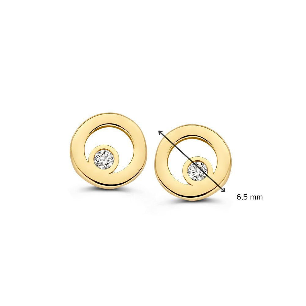 Gelbgold Ohrstecker mit Zirkonia | 14 Karat Gold | Van der Kooij