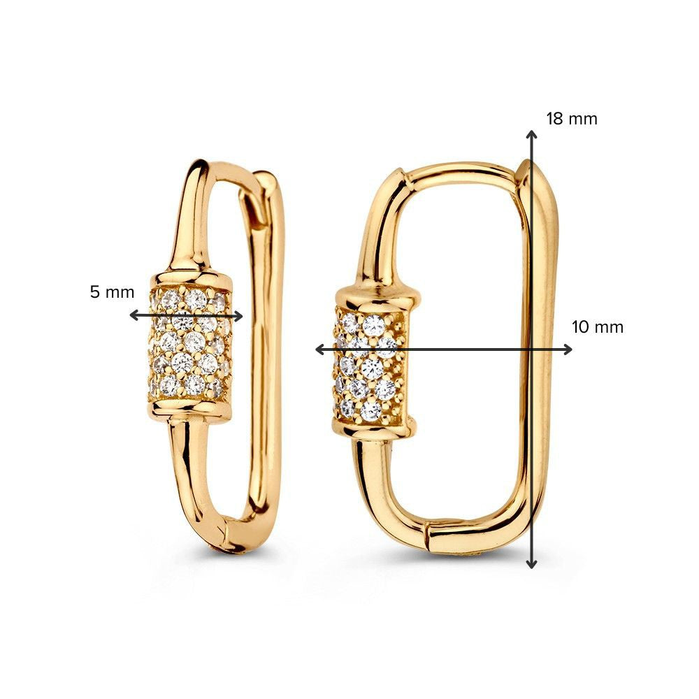 Ovale Gelbgold-„Paperclip“-Ohrringe mit Zirkonia – 14 Karat, raffinierter Luxus