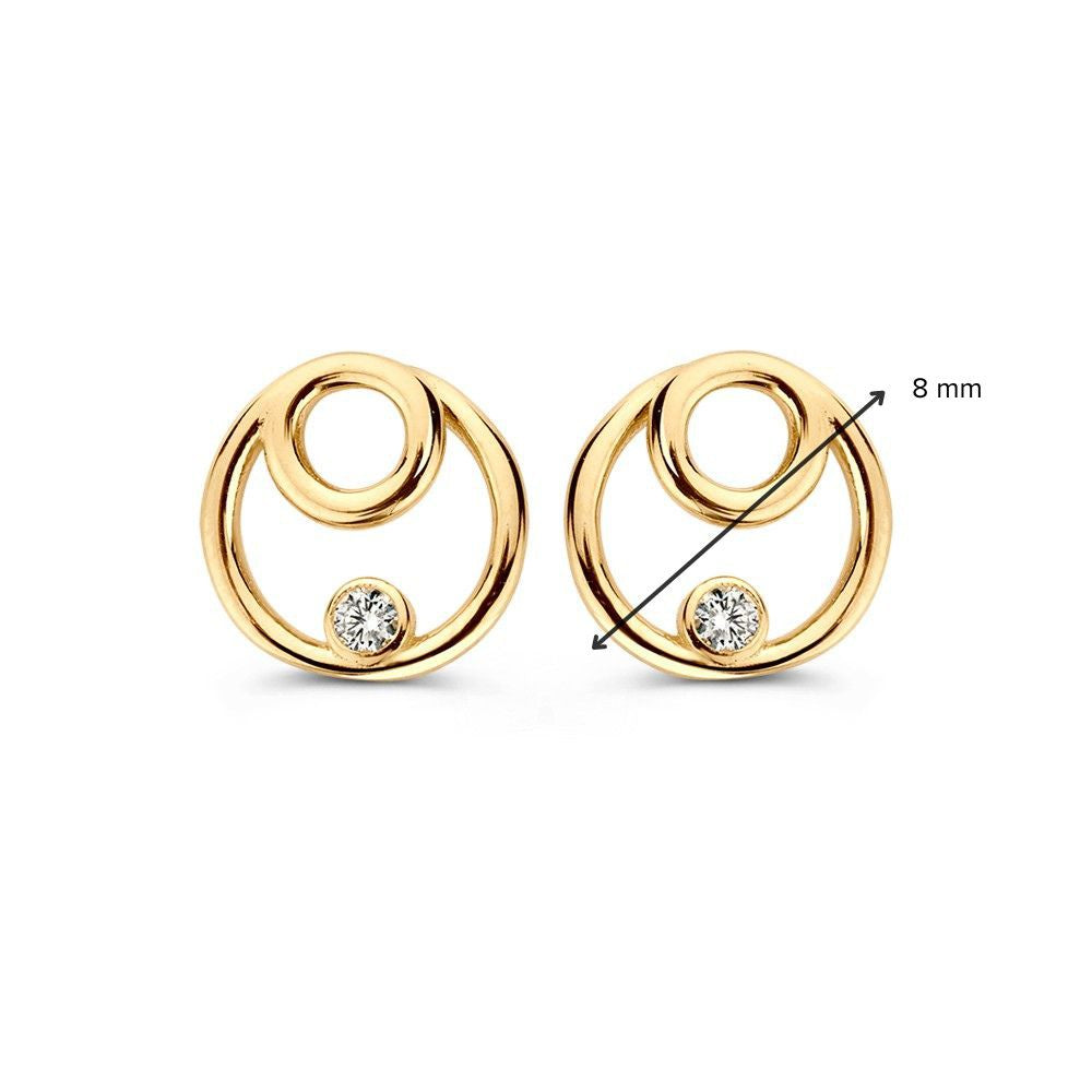 Gelbgold-Ohrstecker mit Zirkonia – 14 Karat, Zeitlose Eleganz
