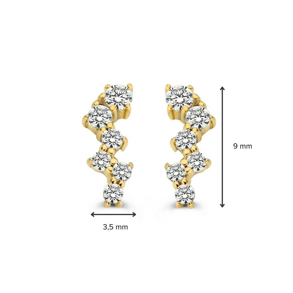 Gelbgold-Ohrstecker mit Zirkonia in verspielter Fassung – 14 Karat