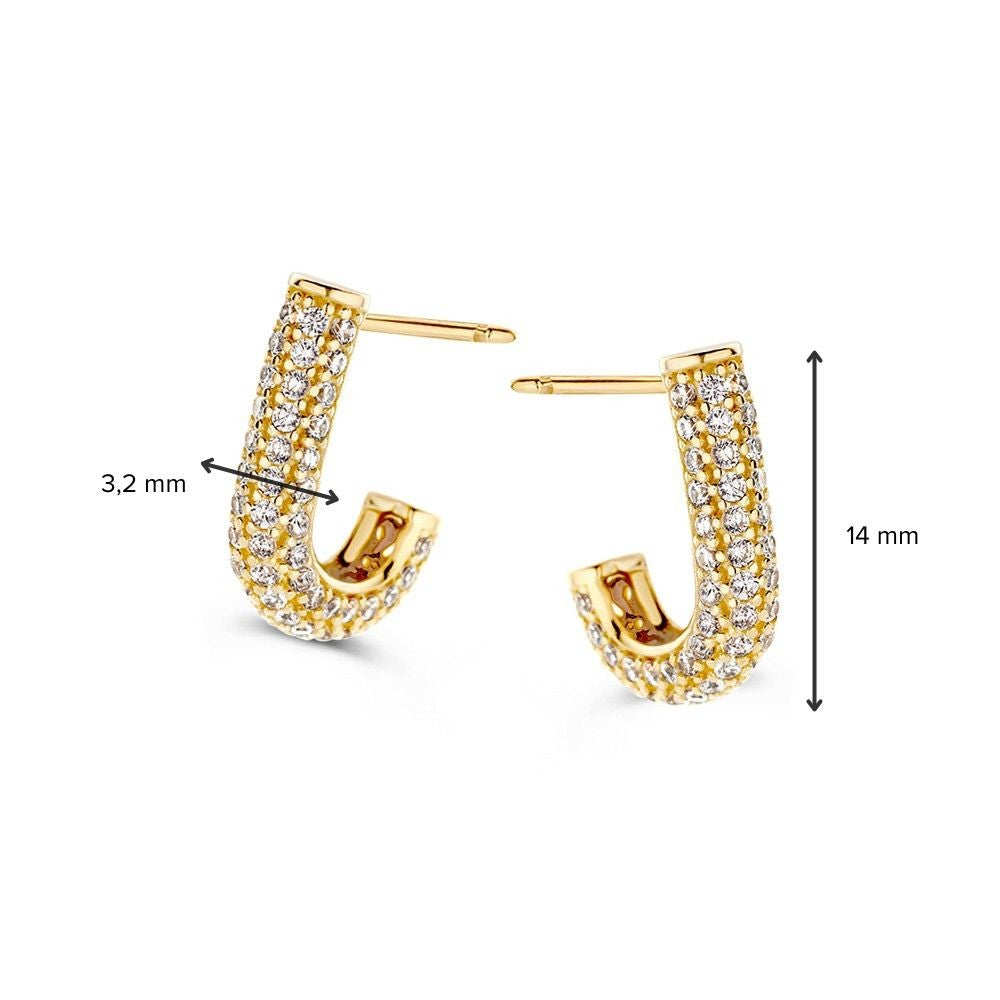 Gelbgold-Ohrstecker Rundum mit Zirkonia besetzt – 14 Karat, Strahlende Eleganz
