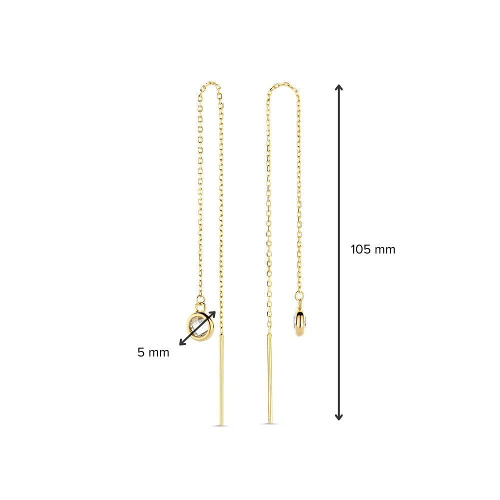 Lange Durchziehohrringe aus Gelbgold mit Zirkonia – 14 Karat, Eleganz in Bewegung