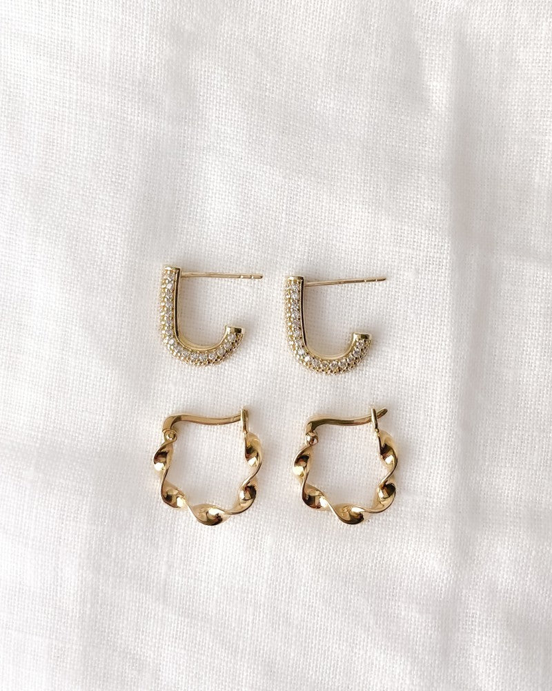 Gelbgold-Ohrstecker Rundum mit Zirkonia besetzt – 14 Karat, Strahlende Eleganz