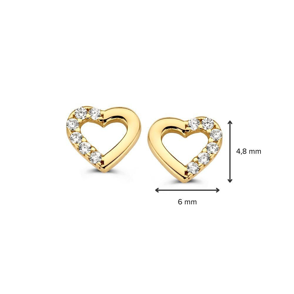 Gelbgold Ohrstecker mit Zirkonia | 14 Karat Gold | Van der Kooij