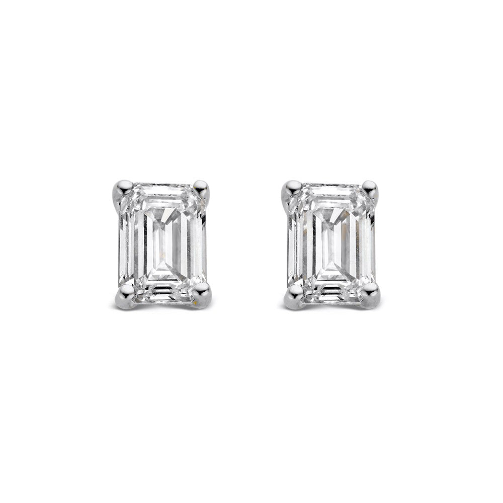 Ohrstecker aus Weißgold mit rechteckigen, klaren Diamanten von 0,50 ct