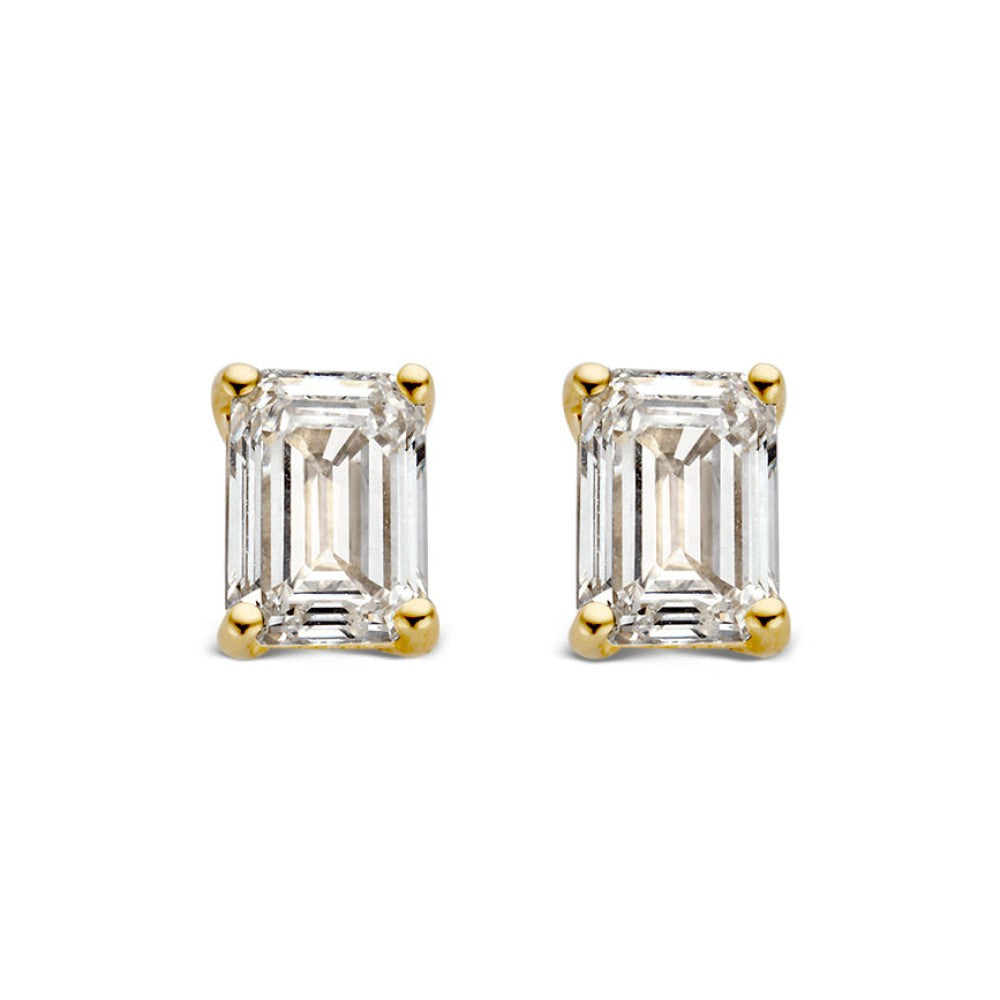 Ohrstecker aus 18-karätigem Gelbgold mit rechteckigem, facettiertem Zirkonia