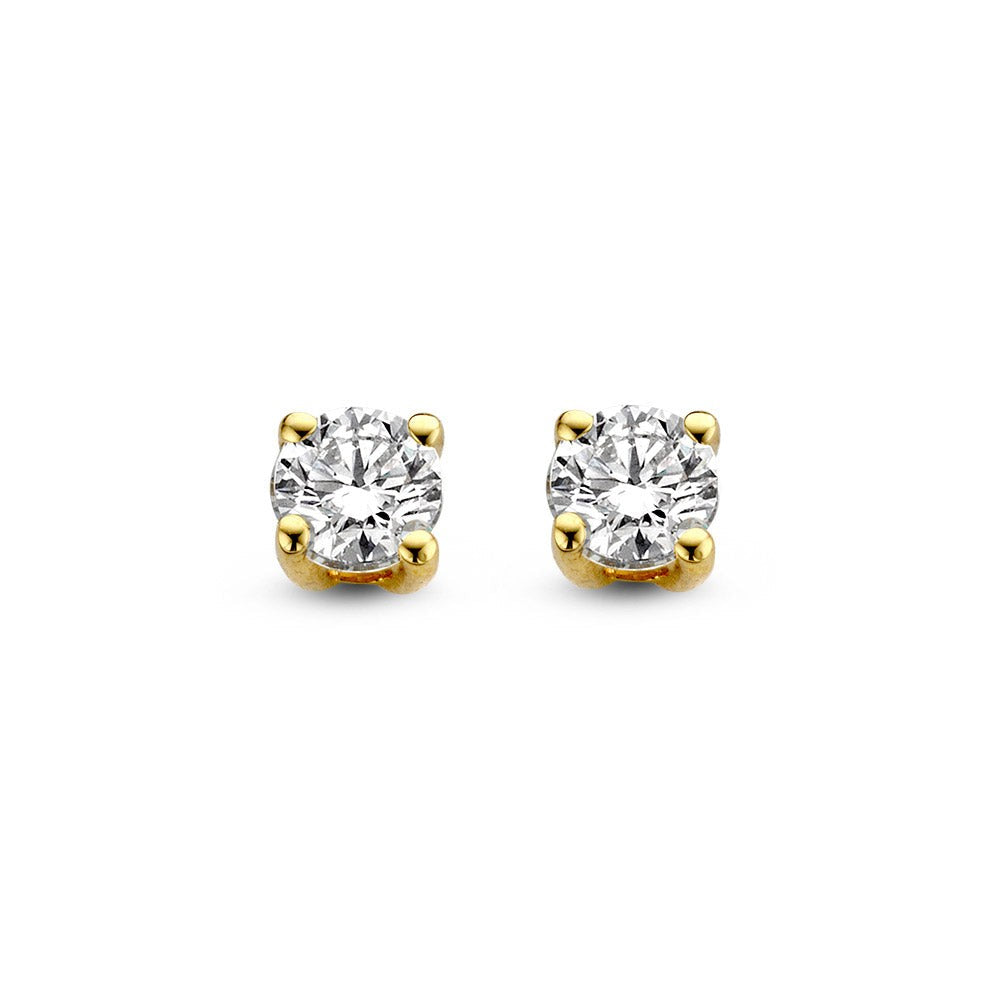 Ohrstecker aus Gelbgold mit zwei runden, funkelnden Diamanten von 0,30 ct