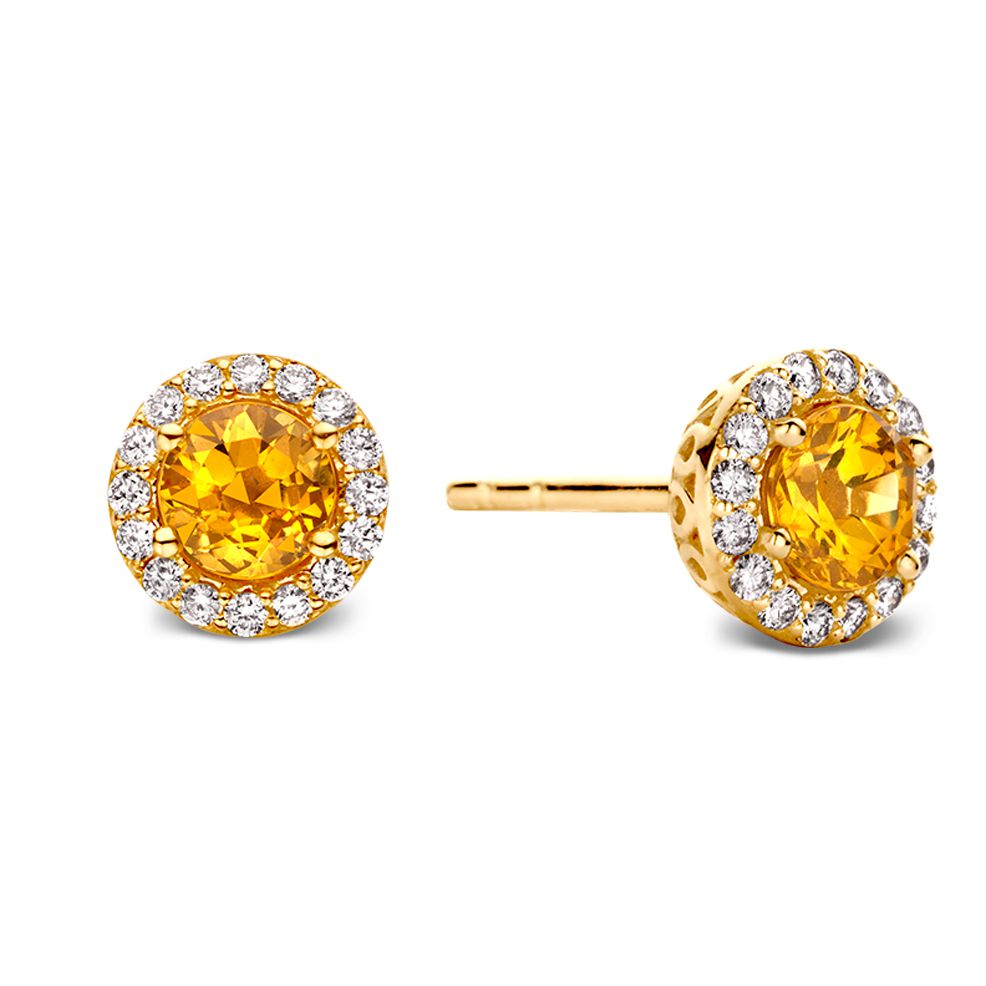 Roségoldene Ohrstecker mit orangefarbenen Saphiren und Brillanten