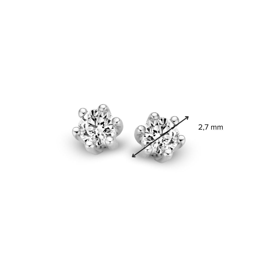 Ohrstecker Solitaire in Weißgold mit Diamanten – 14 Karat, Brillantschliff