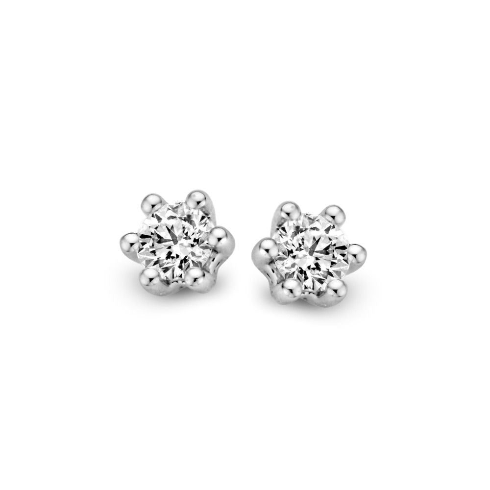 Witgouden Solitair-Oorstekers mit sechsfacher Zepterfassung und 0,20 ct Brillant-Diamant