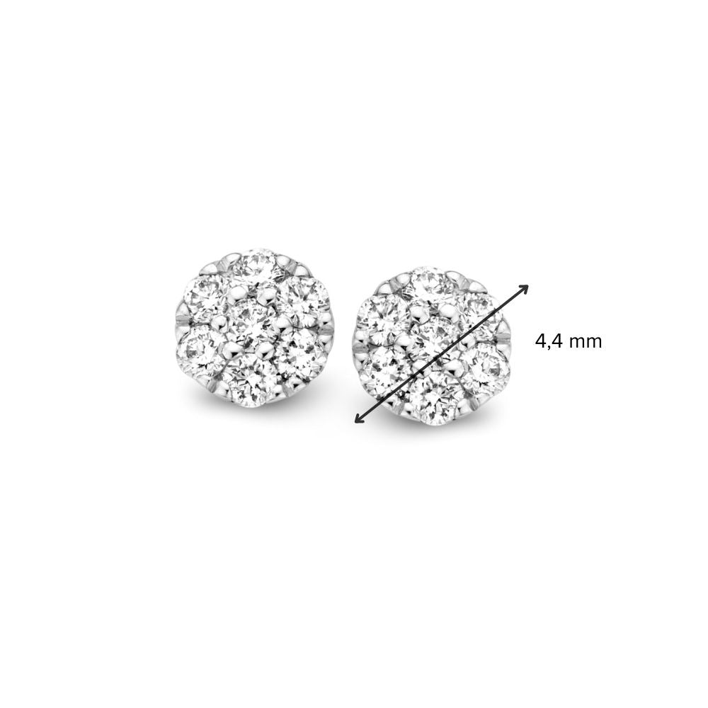 Weißgold Ohrstecker mit Diamant in Entourage Fassung – 14 Karat, 0.19 ct Brillant