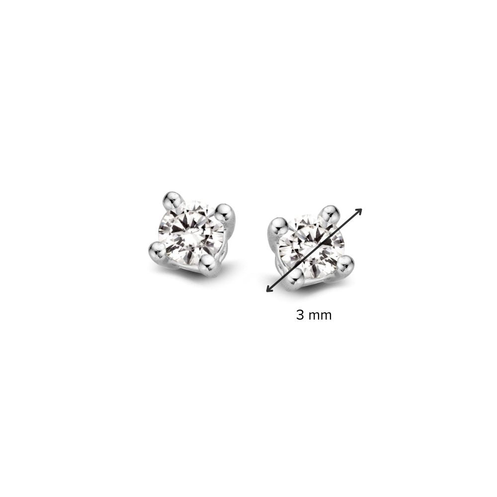 Weißgold 14 Karat Solitär Ohrstecker mit 2x 0,10ct Brillant Diamanten