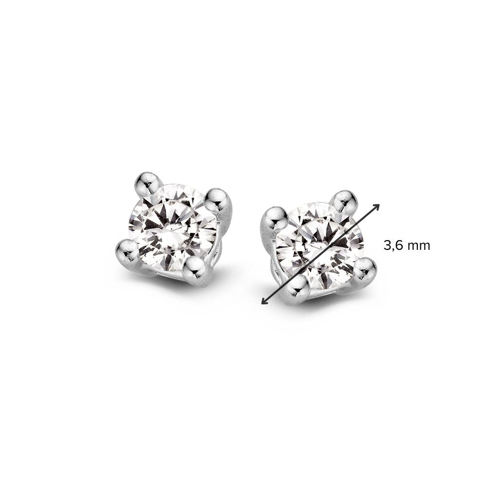 Weißgold Solitär Ohrstecker mit Diamant – 0.40 Karat Gesamt, 14 Karat Gold, Brillant Schliff
